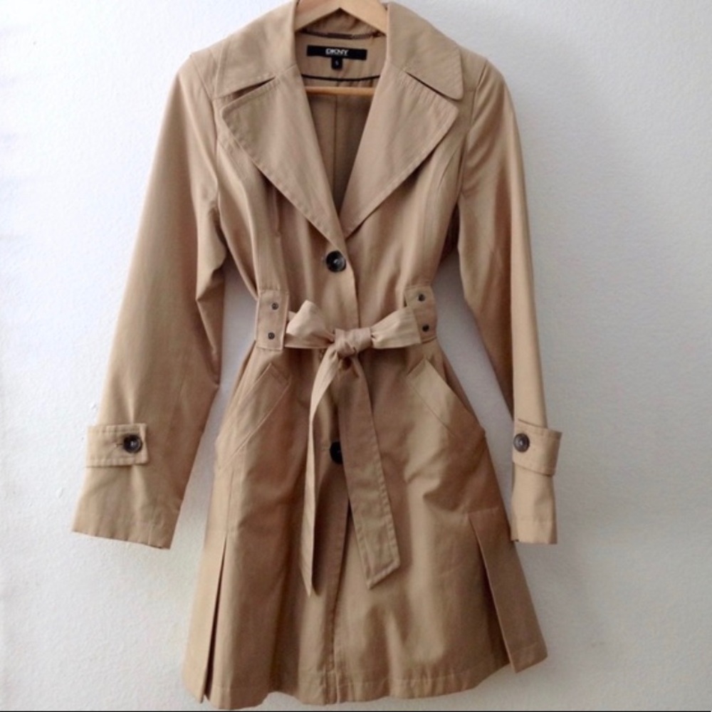 DKNY Camel Waterproof Trench Coat